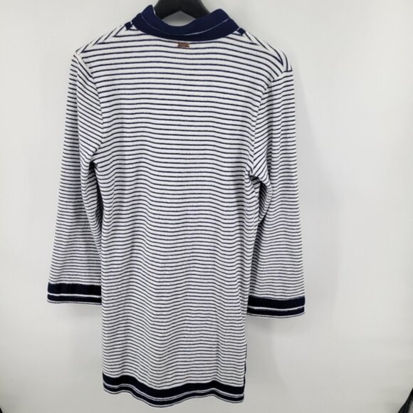 Cabana Life Essential Terry Navy and White Striped Tunic Cover Up Size Medium - Picture 7 of 10
